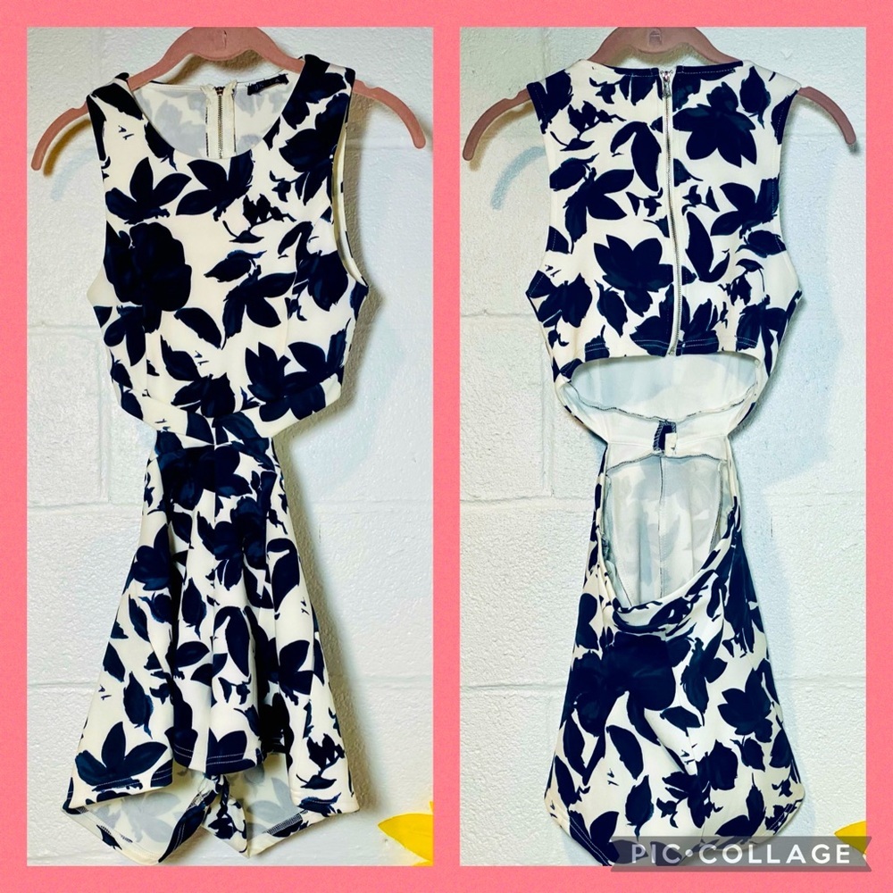 UK2LA size Small Floral Tropical Print Open Back  Dress